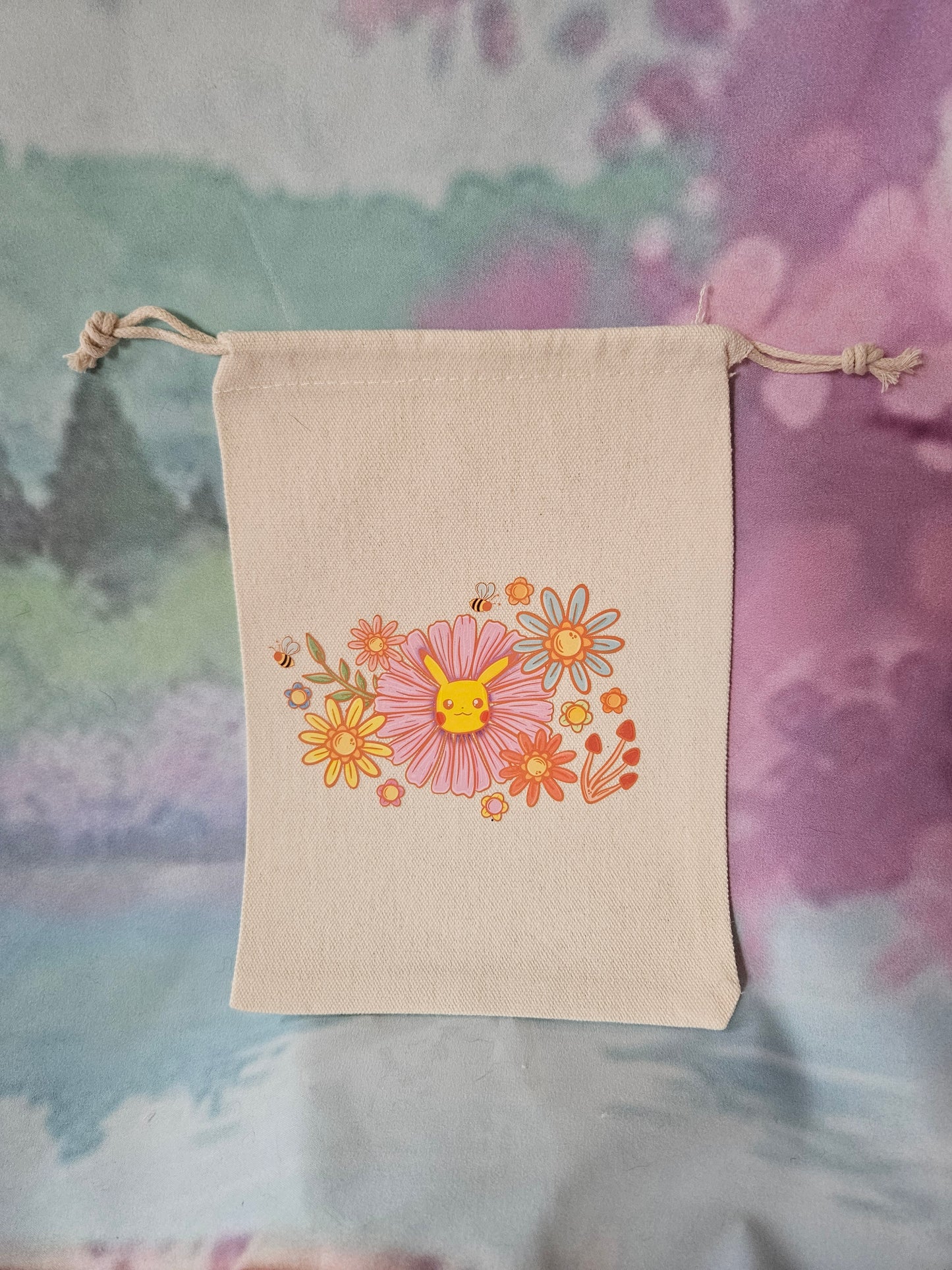 Floral Pika Drawstring Pouch