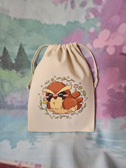 Blushing Birb Drawstring Pouch